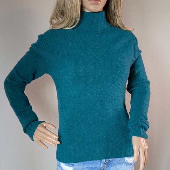 J. Crew Sweater Women's Small Emerald Green Mock Neck Supersoft Yarn Wool #J6366 - Picture 2 of 16